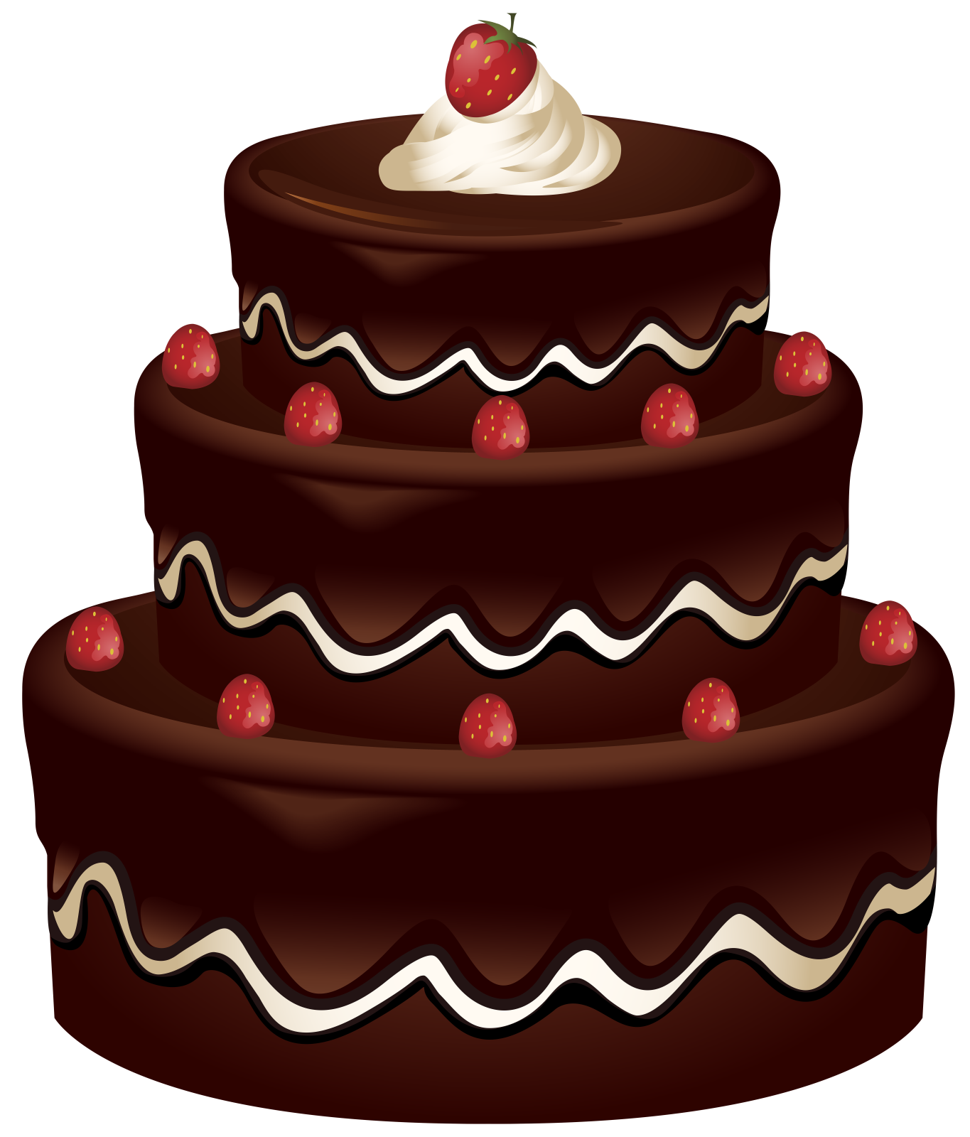 a chocolate cake with strawberries on top