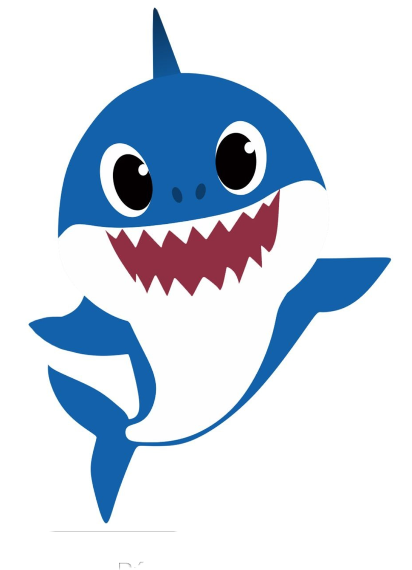 a cartoon shark with its mouth open