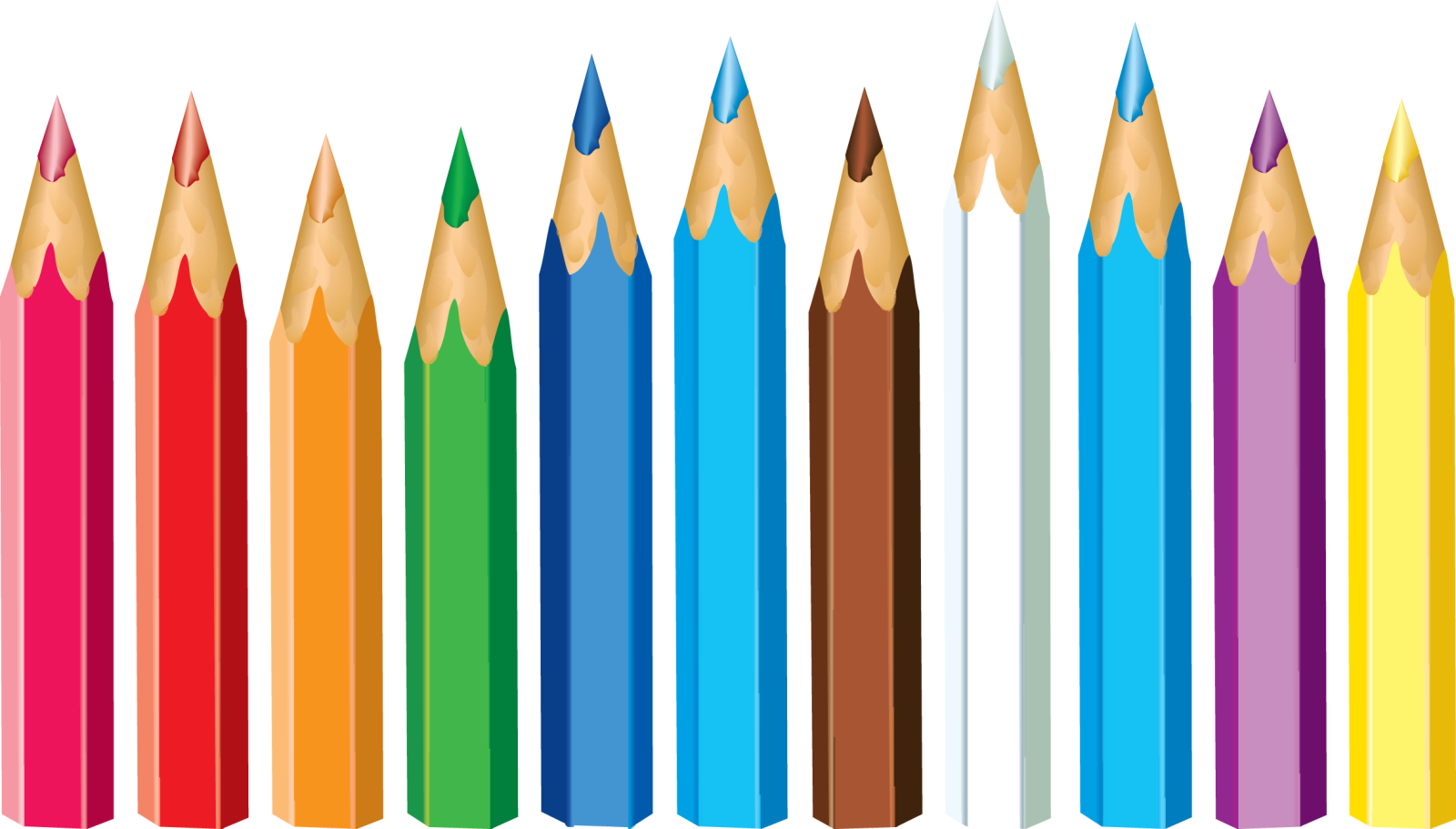 a row of colored pencils