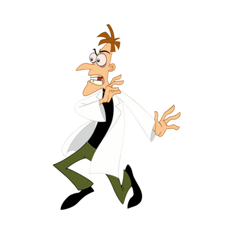 a cartoon character in a lab coat