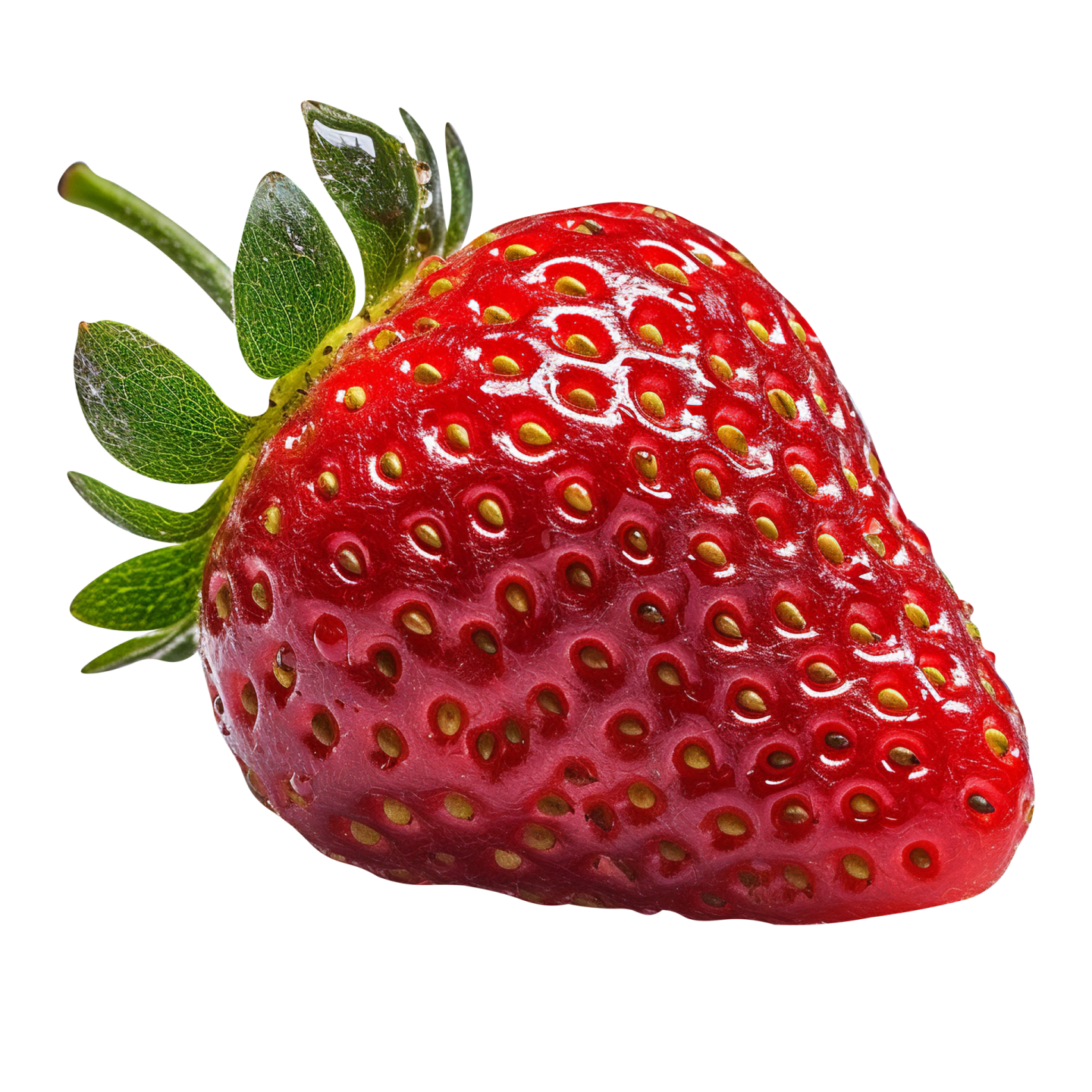 a close up of a strawberry on a white background