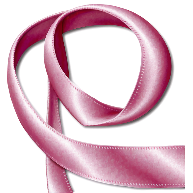 a pink ribbon on a white background