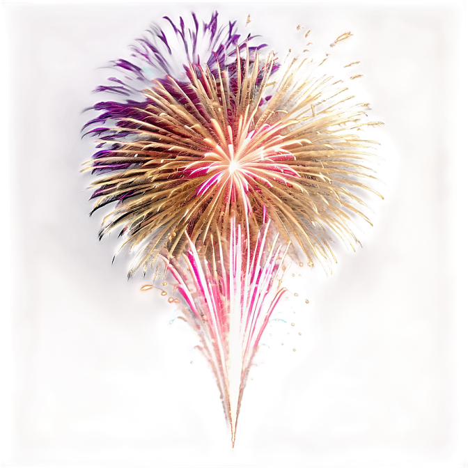 a bunch of purple and gold colored fireworks