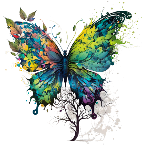 a colorful butterfly on a white background