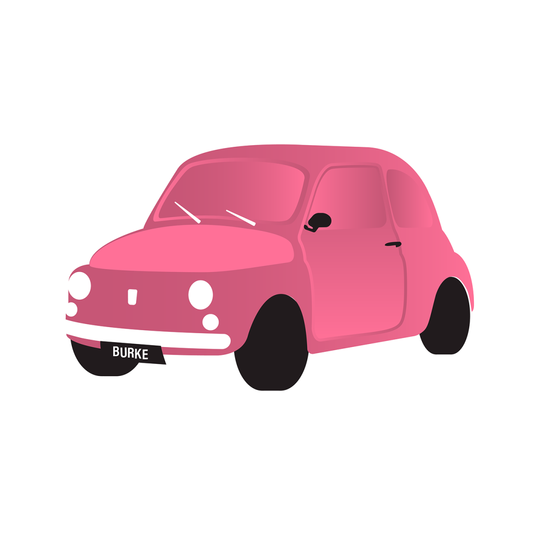 a pink car on a white background