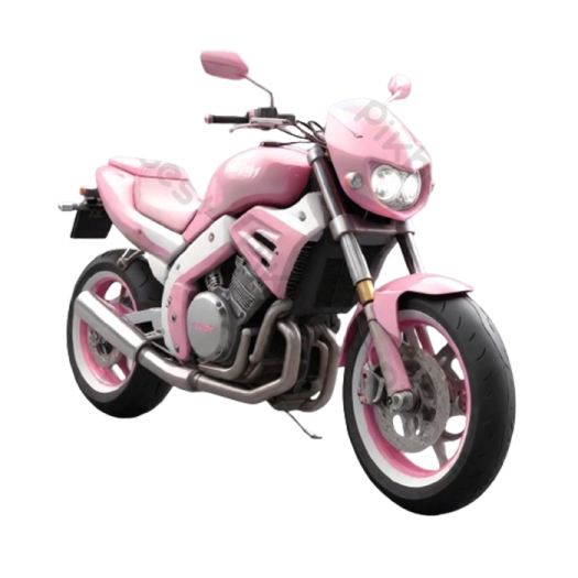 a pink motorcycle on a white background