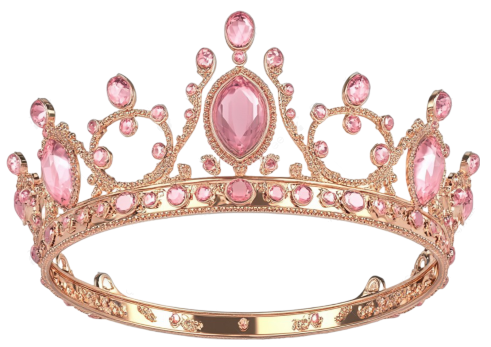 a crown with pink stones on it