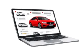 a laptop with an image of a car on it