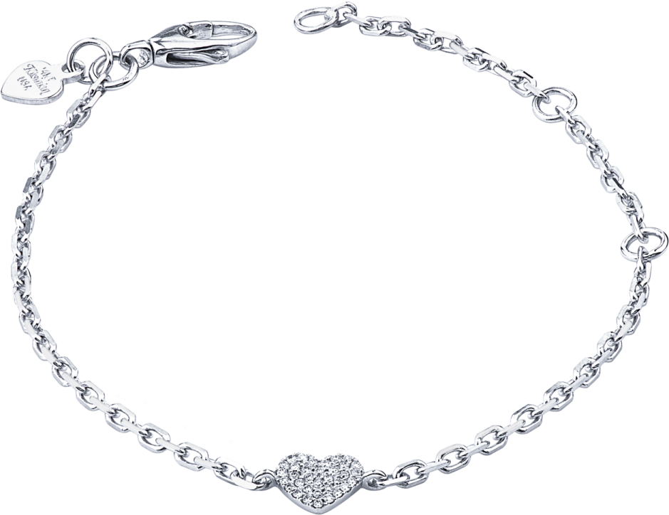 a diamond heart bracelet on a white background