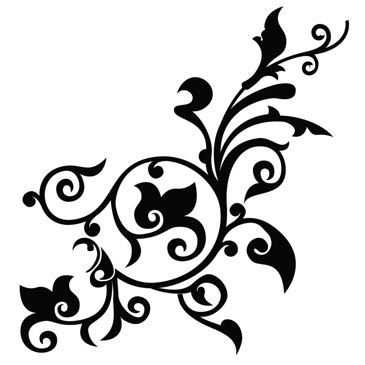 a black and white floral design