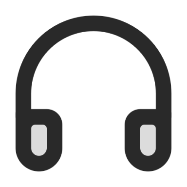 a headphone icon on a white background