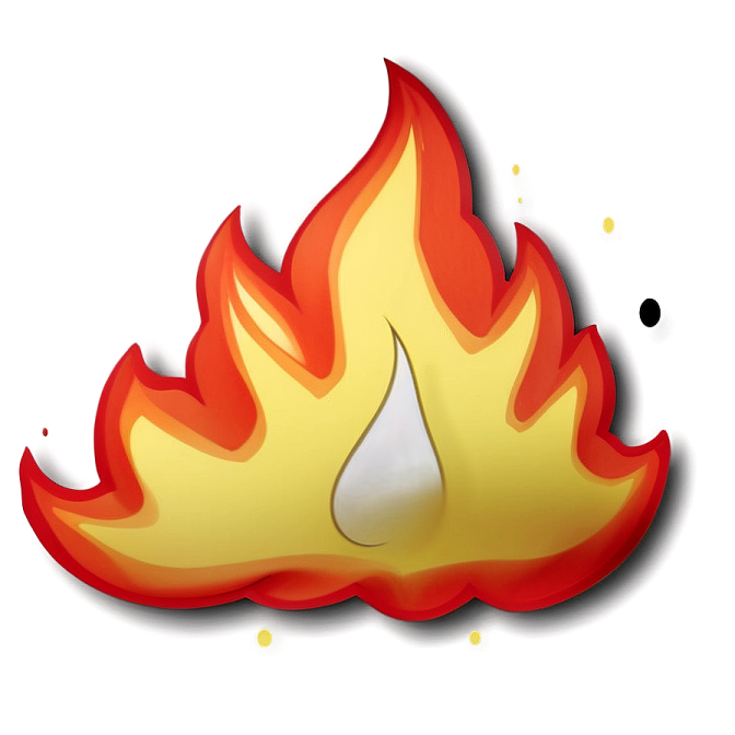 a fire is burning on a white background