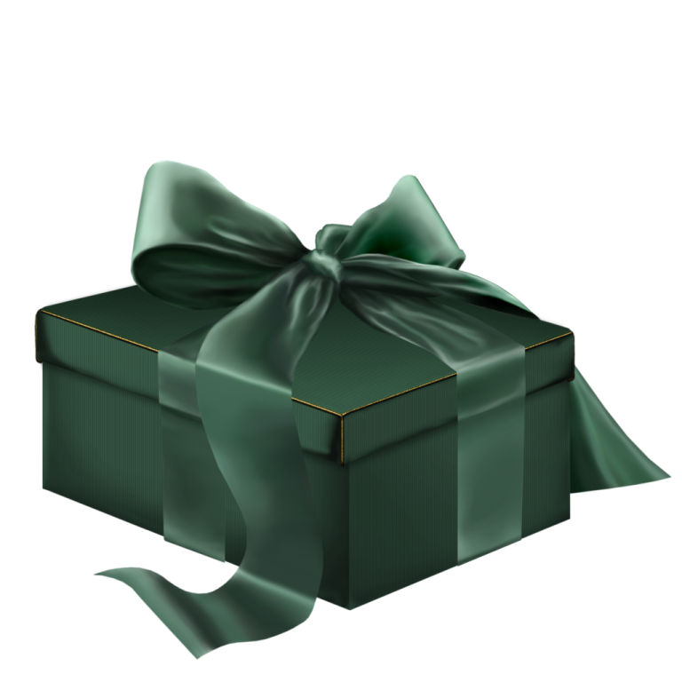 a green gift box with a bow