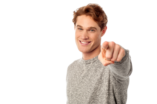 a man pointing his finger at the camera