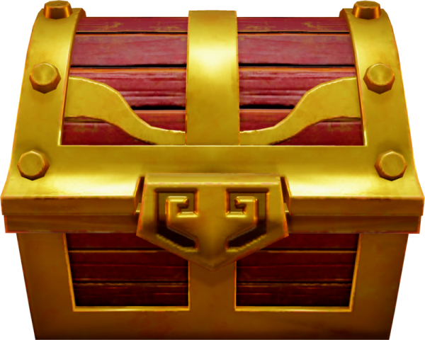 a red and gold treasure chest