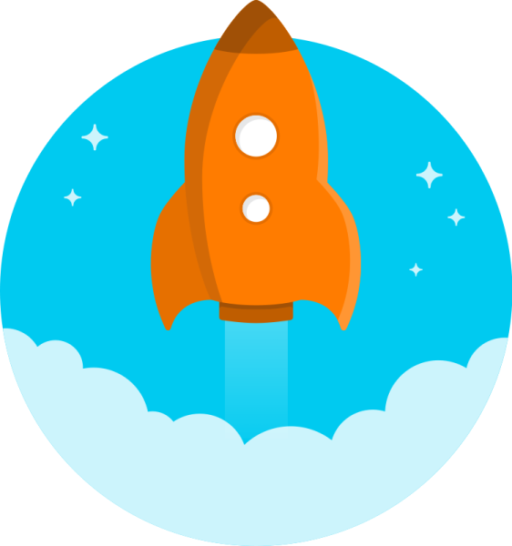 a rocket in the sky with stars