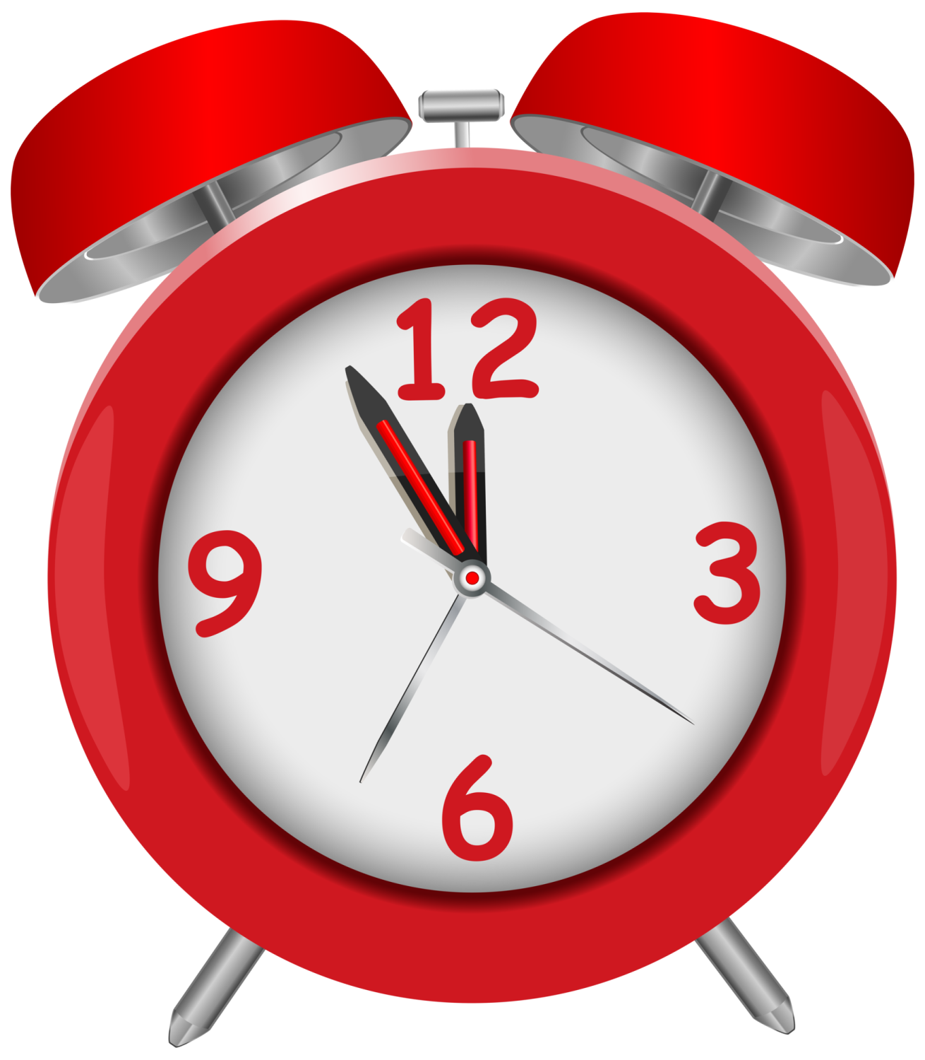 a red alarm clock on a white background