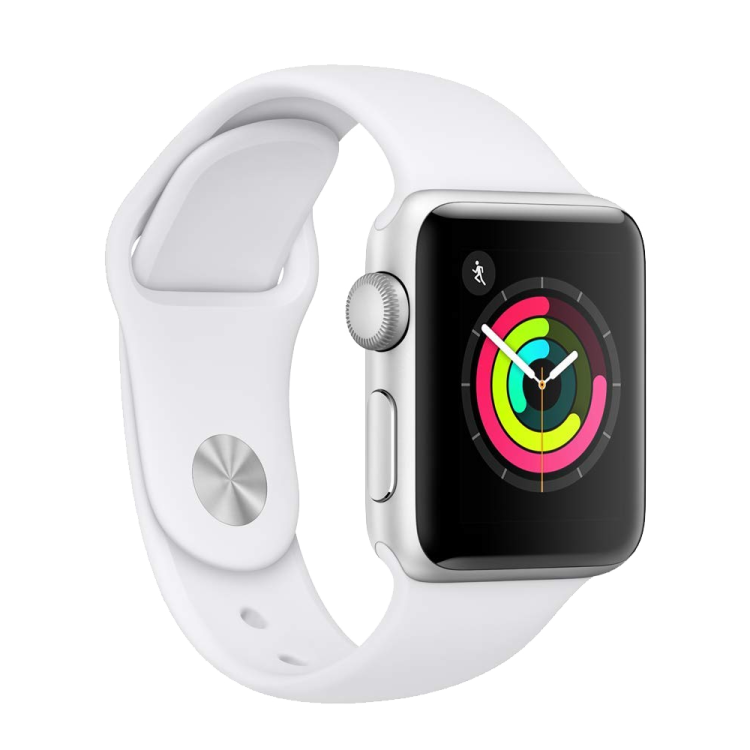 an apple watch with a white band