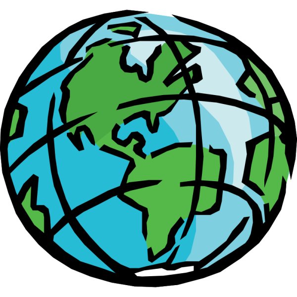 a blue and green globe on a white background