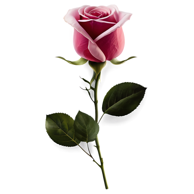 a single pink rose on a white background