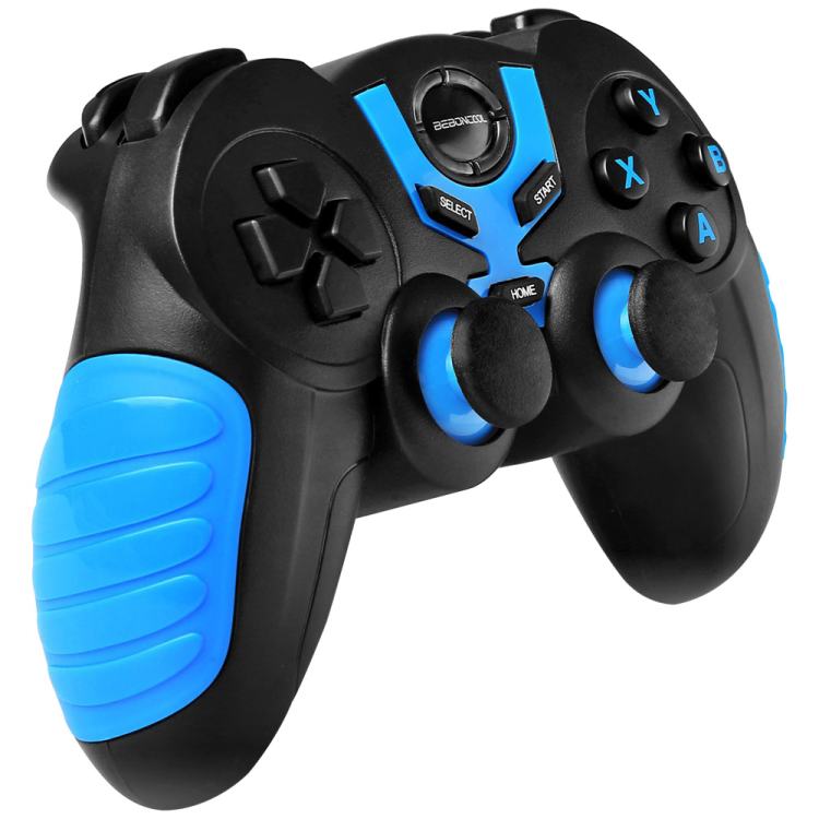 a blue and black game controller