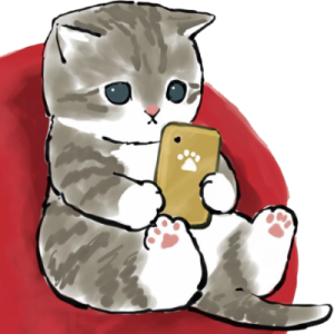 a cat sitting on top of a red chair holding a cell