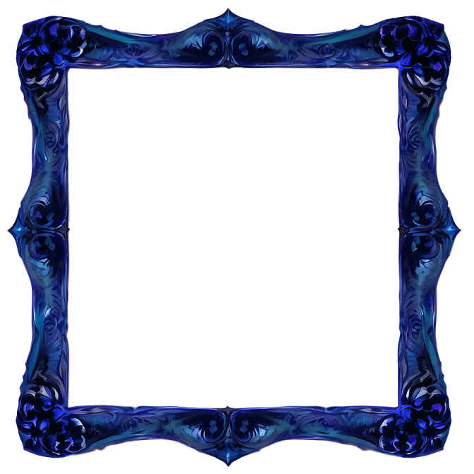 a blue frame with roses on it