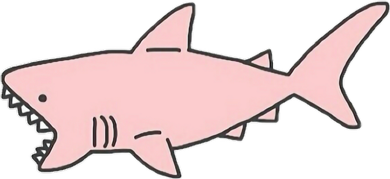 a pink shark sticker on a white background