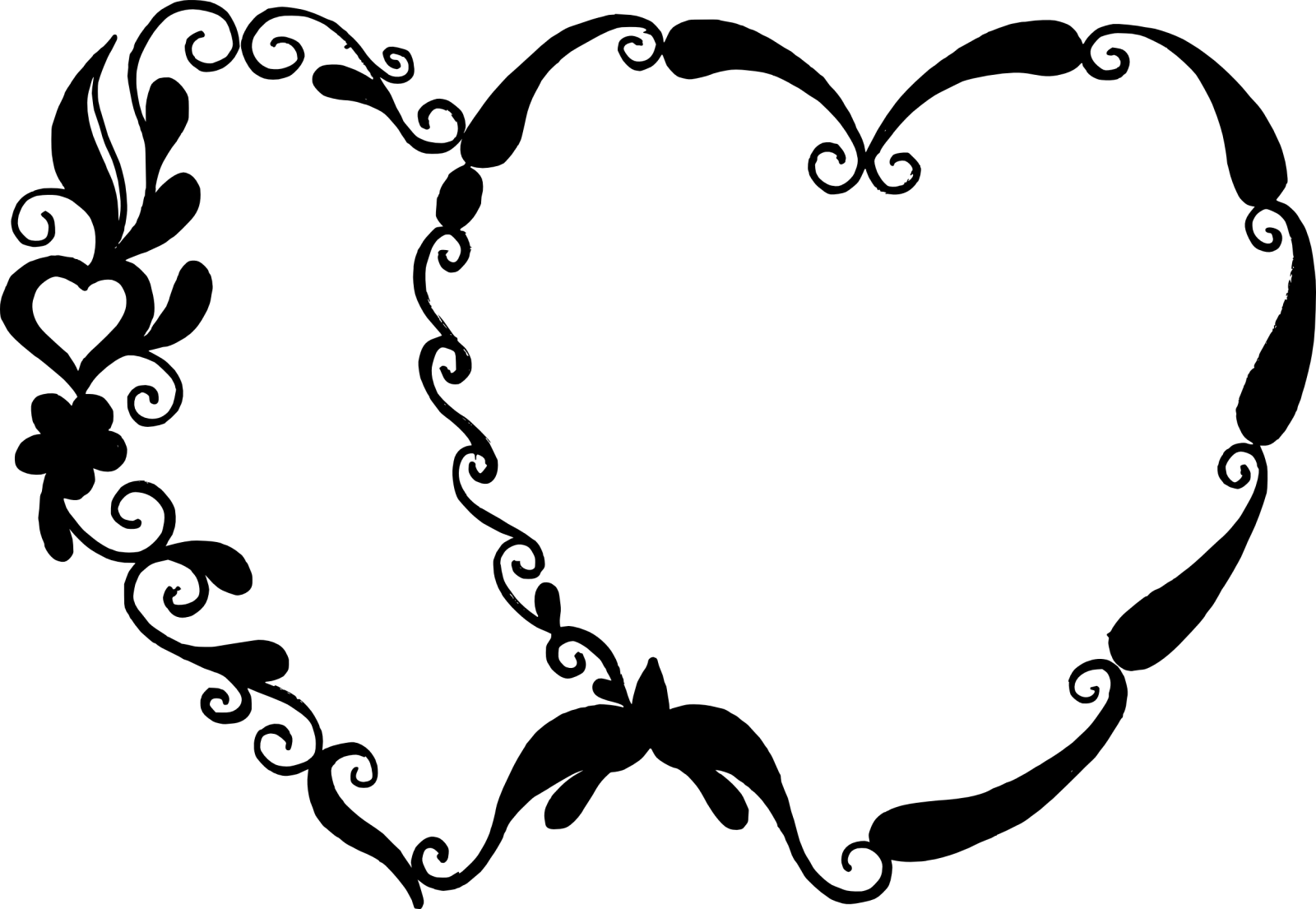 a black and white heart with swirls