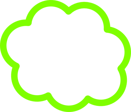 a green cloud with a white background