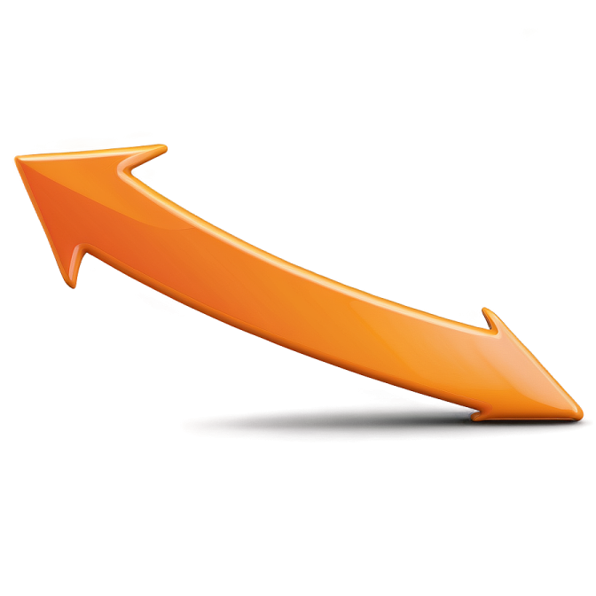 an orange arrow on a white background