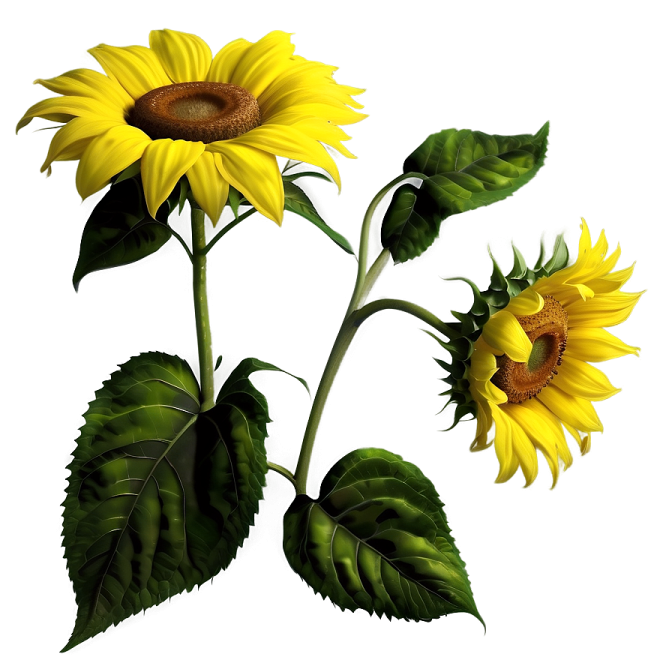 two sunflowers on a white background