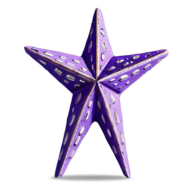 a purple and white star on a white background