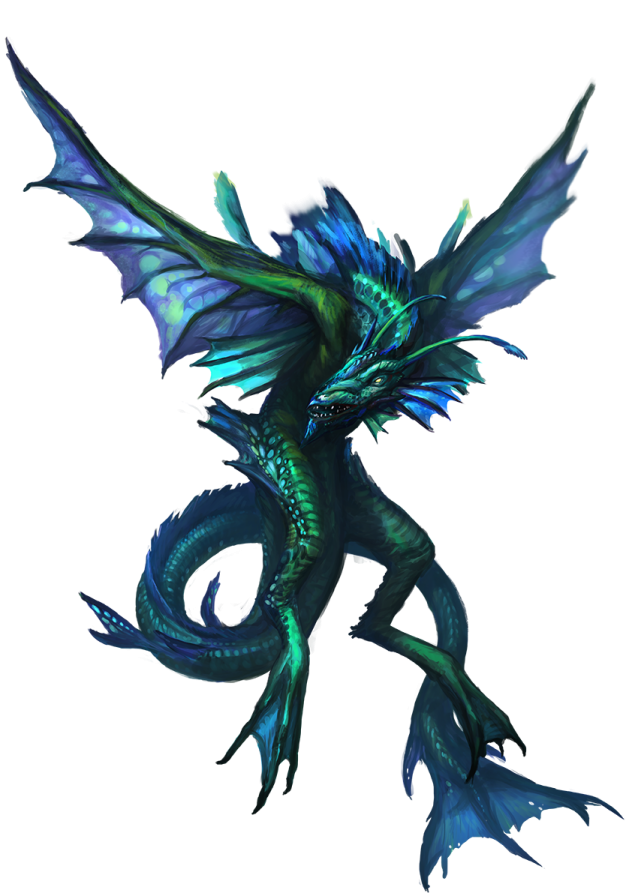 a blue and green dragon with large wings