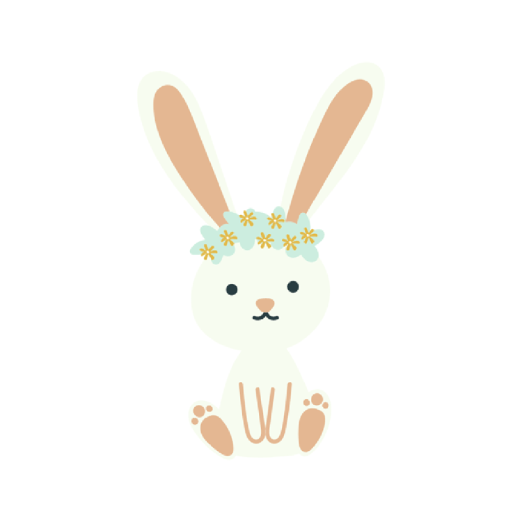 a white rabbit with flowers on its head