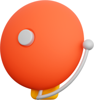 an orange ball with a white dot on it