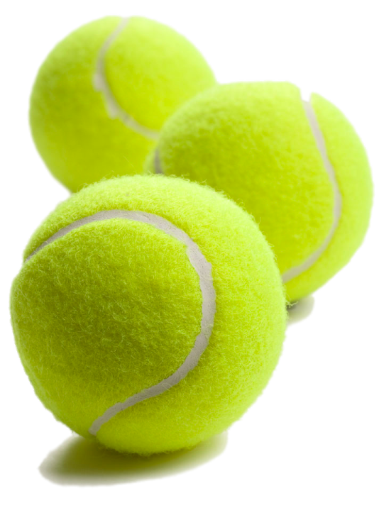 three tennis balls on a white background