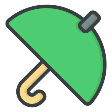 a green umbrella with a yellow handle