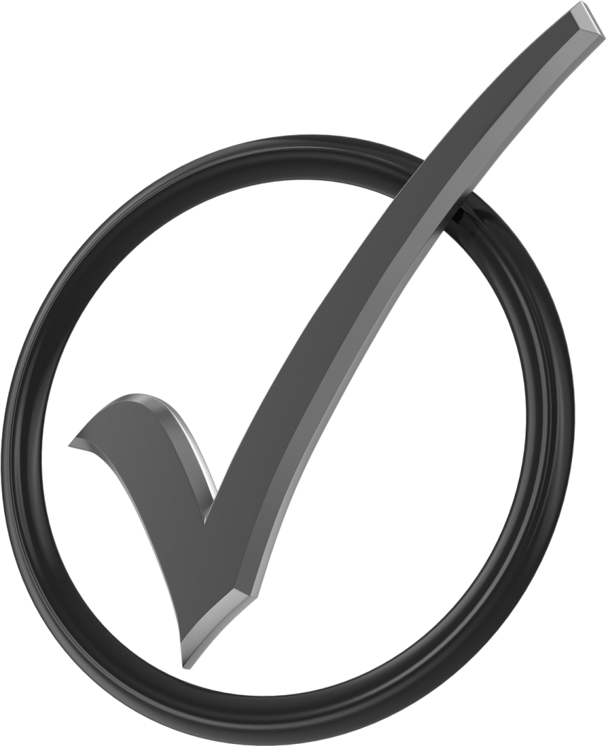 a black check mark on a white background