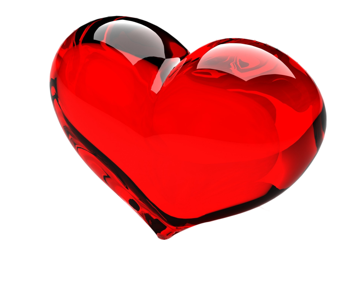 a red glass heart on a white background