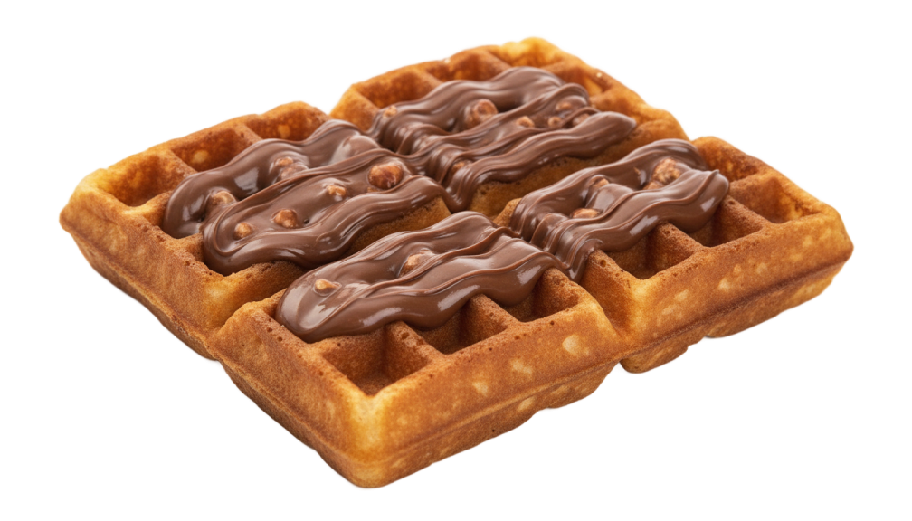 a wa with chocolate on top
