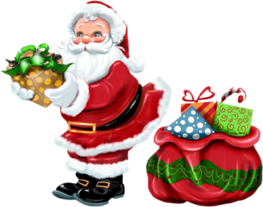 a santa claus holding a bag of presents