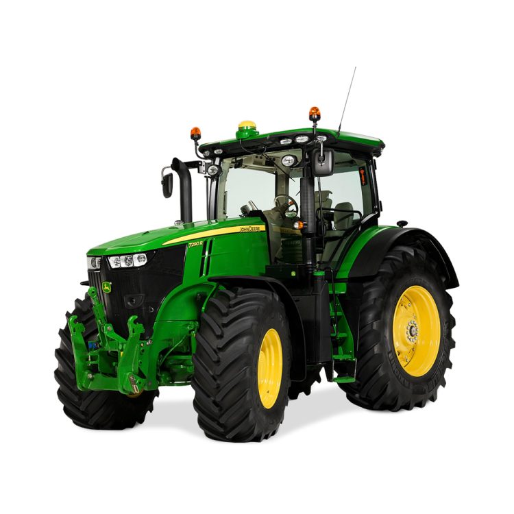 a green tractor on a white background