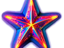 a rainbow colored star on a white background
