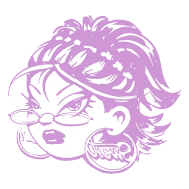 a drawing of a girl with glasses and a hat