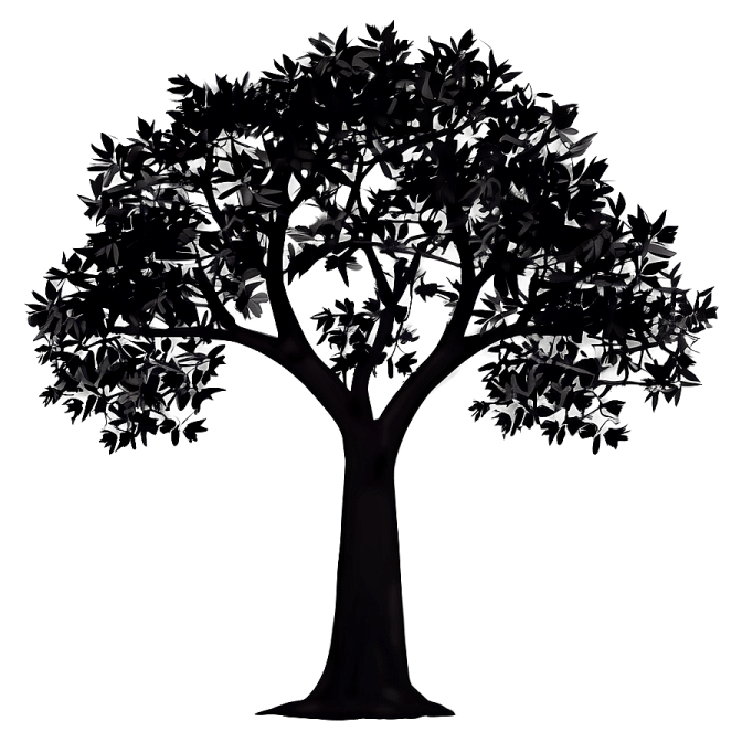a black and white silhouette of a tree