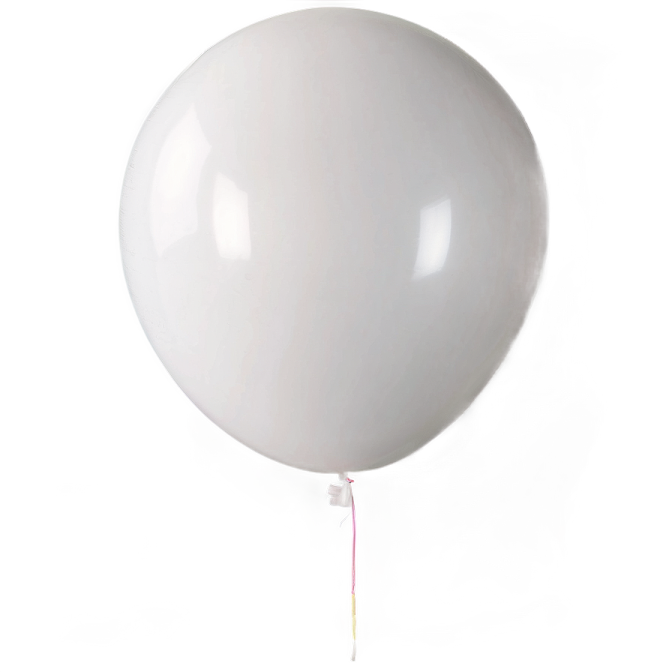 a white balloon with a string attached to it