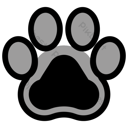 a black and white paw print on a white background