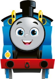 a cartoon train with a smiling face