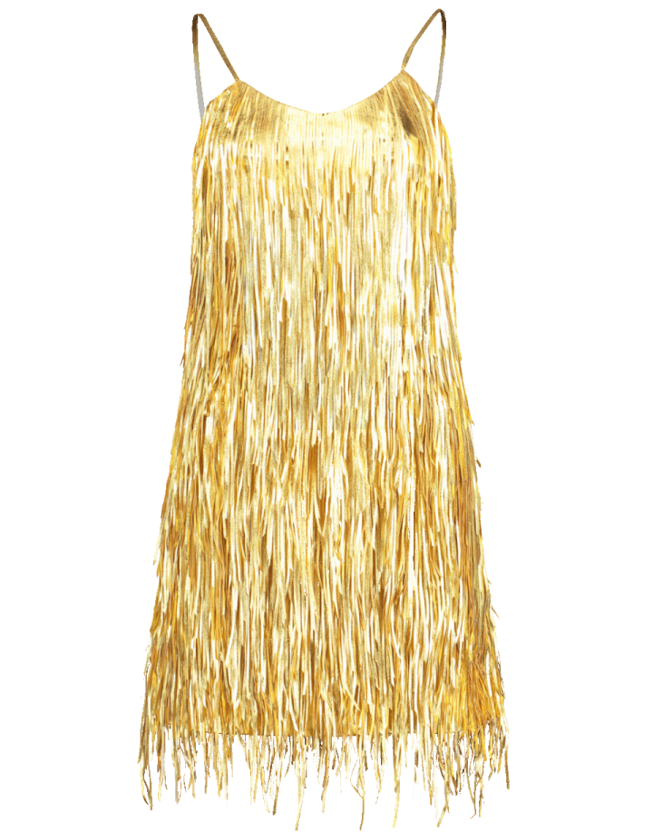 a women's gold fringe skirt